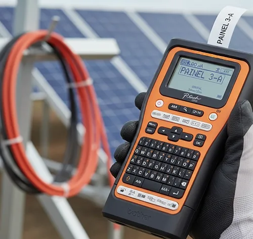 Pessoa usando rotulador para identificar materiais e organizar a rotina de trabalho.